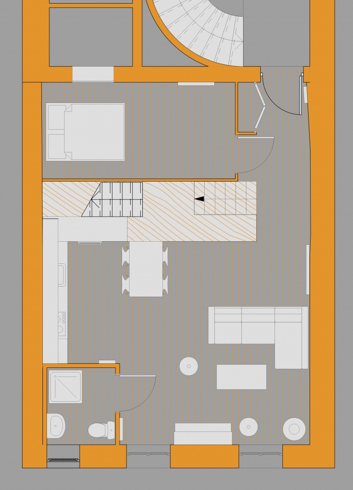 Extension d'un appartement : Plan niveau bas