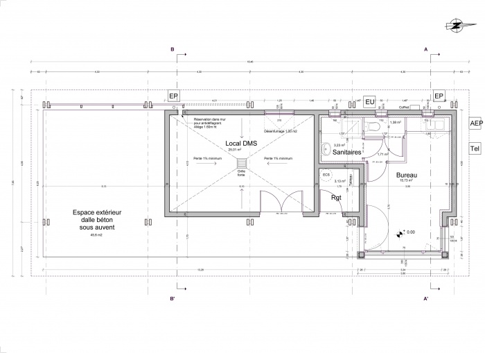 Construction du btiment d'exploitation de la dchetterie de Mercurol (26) : PlanRDC