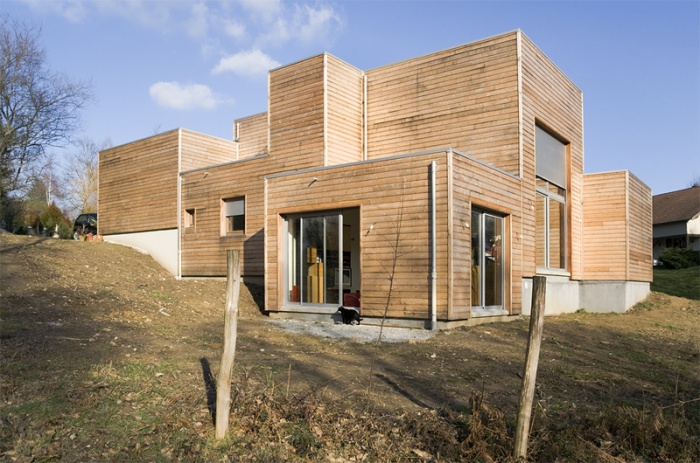 Maison ossature bois contemporaine : Façade ouest