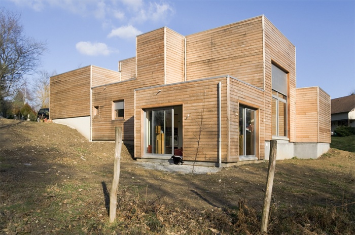 Maison ossature bois contemporaine : Faade ouest