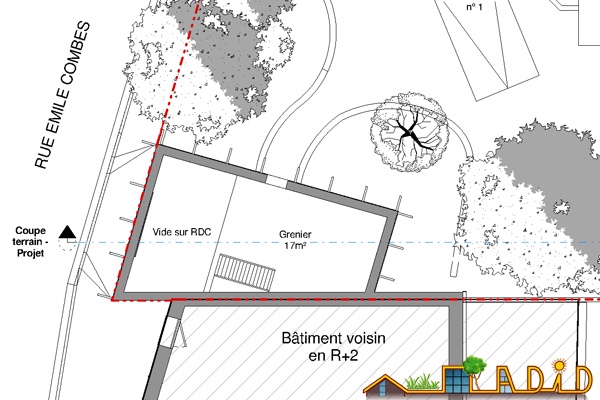 Extension/surlvation d'une ancienne curie/garage : 13-020 - Existant - R+1